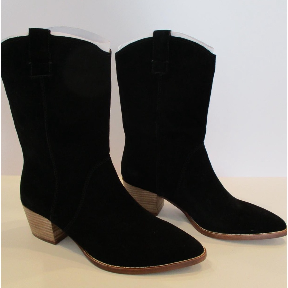 Madewell Cassity Tall Western Suede Boot Black Size 8